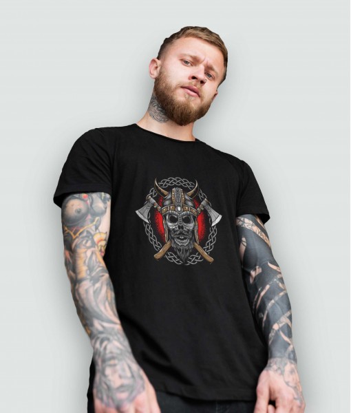 Мъжка тениска с щампа Готика Vikings skull